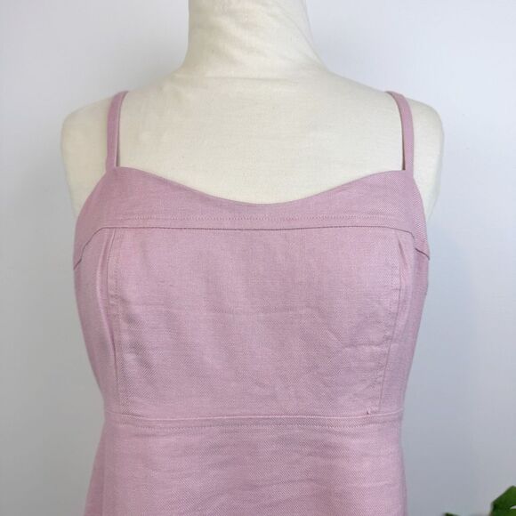 J. Crew * Linen Blend A-Line Midi Dress Dusty Rose Pink Size 10 Tall - Picture 2 of 9